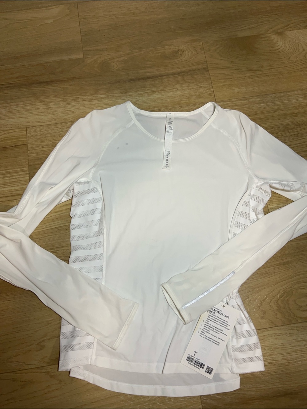 lululemon athletica White Long-Sleeve Mesh-Panel Athletic Tee